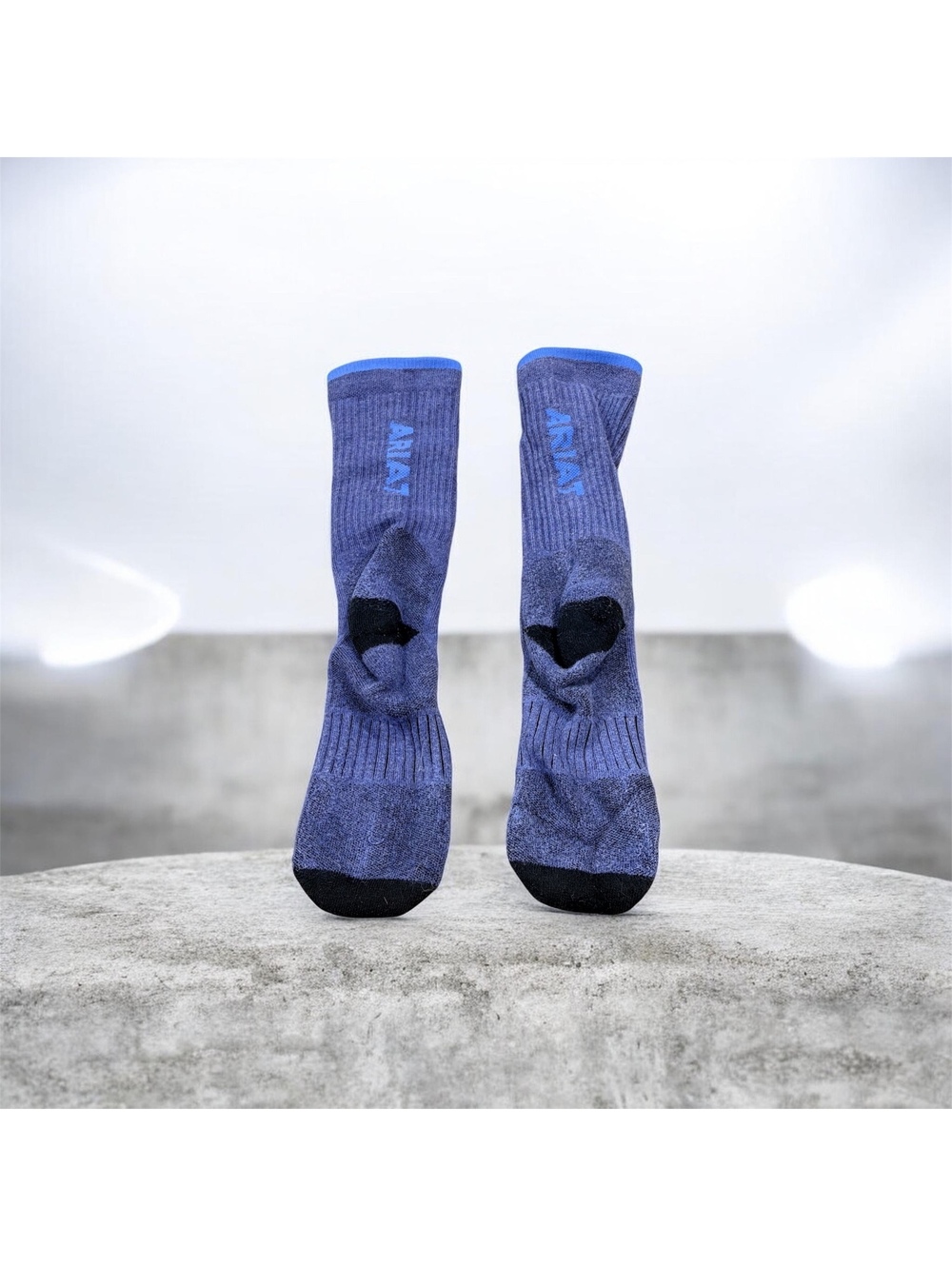 Ariat Blue Crew Socks with Black Accents